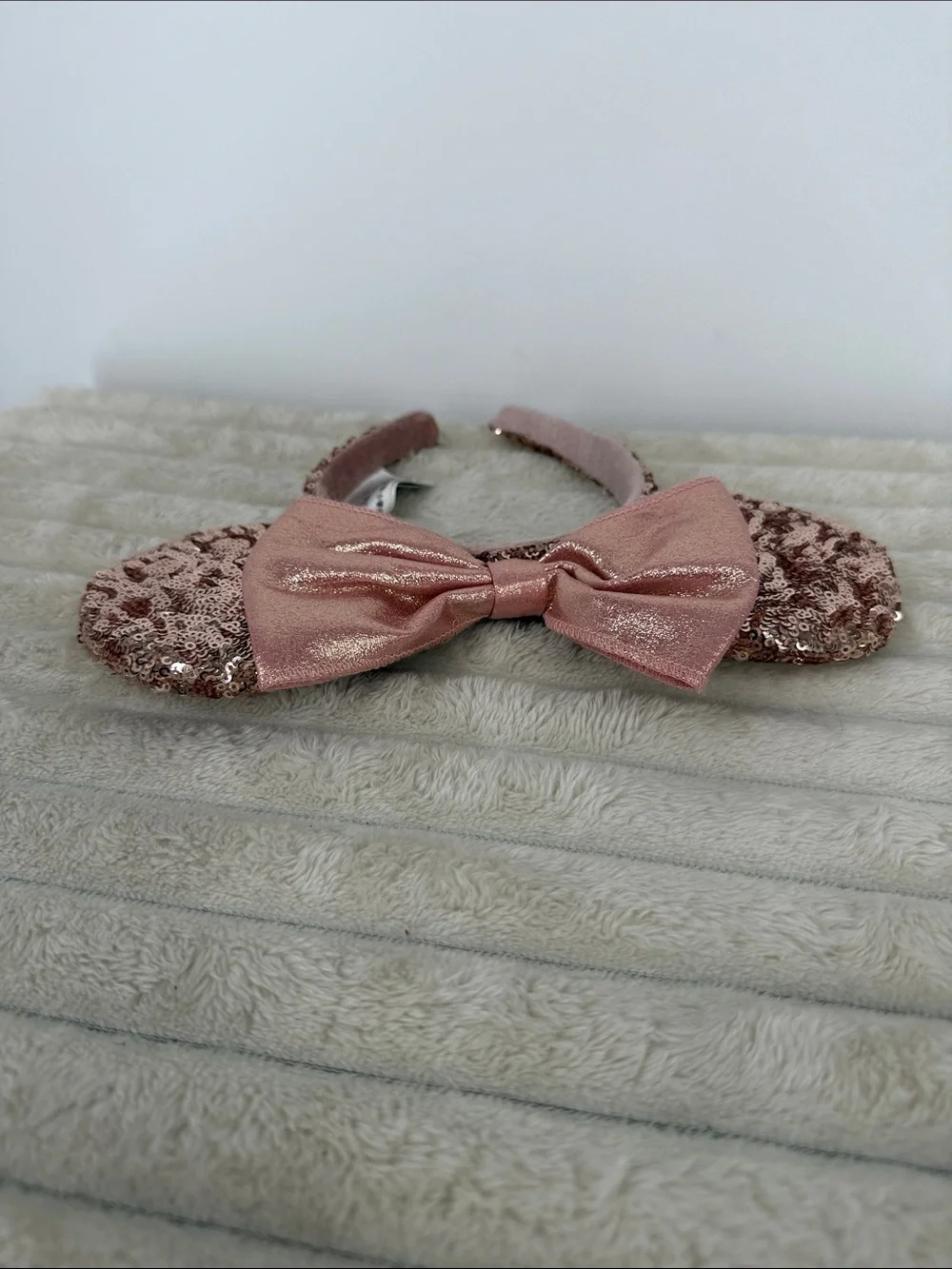 Disney Parks Rose Gold Sequin Minnie Ears Headband